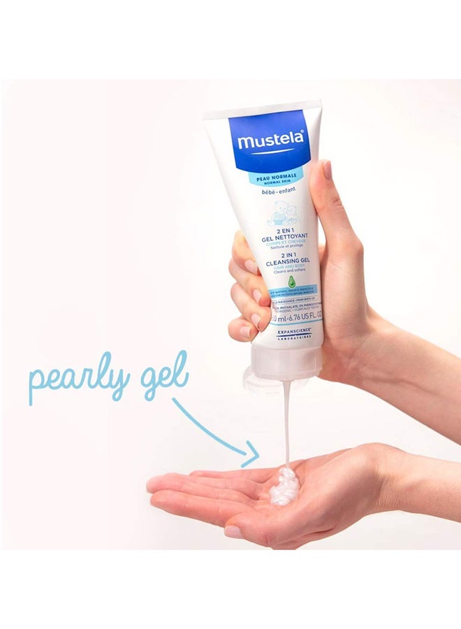 Mustela - 2-In-1 Baby Cleansing Gel with Farmed Avocoado For Hair And Body, Pack Of 2, 200ml+200ml - Image 1