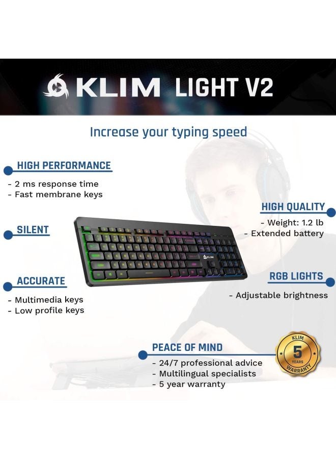 Wireless Gaming Keyboard With USB Receiver