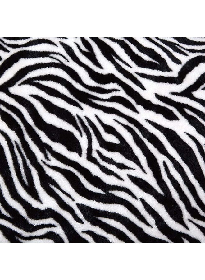 Fabienne Silky Soft Double Bed Blanket Flannel Throw with Zebra Print Microfiber Black/White 200x220cm  - Image 3