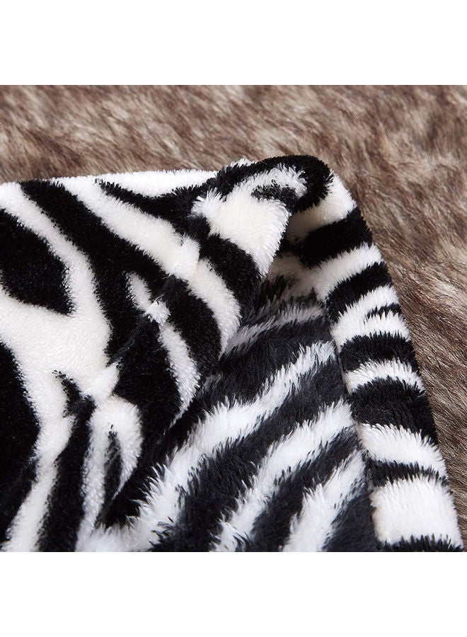 Fabienne Silky Soft Double Bed Blanket Flannel Throw with Zebra Print Microfiber Black/White 200x220cm  - Image 4