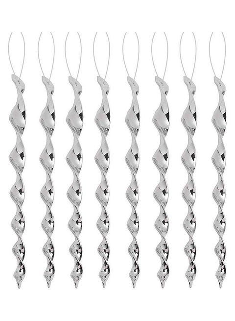 8-Piece Rotating Reflective Rod Bird Scare Repeller Silver