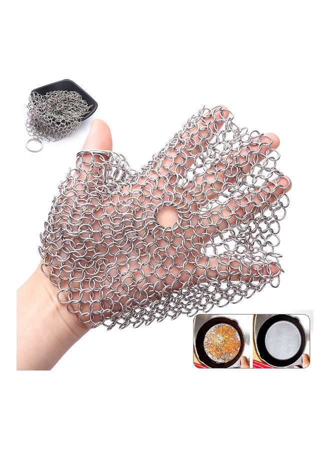 Stainless Steel Pot Cleaning Scrubber Tool Silver 6x6inch - Image 2