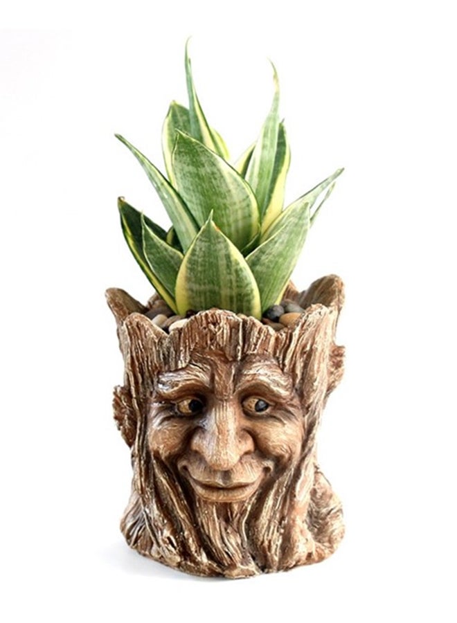 Tree Head Multipurpose Vase Beige 13x15x13cm  - Image 2