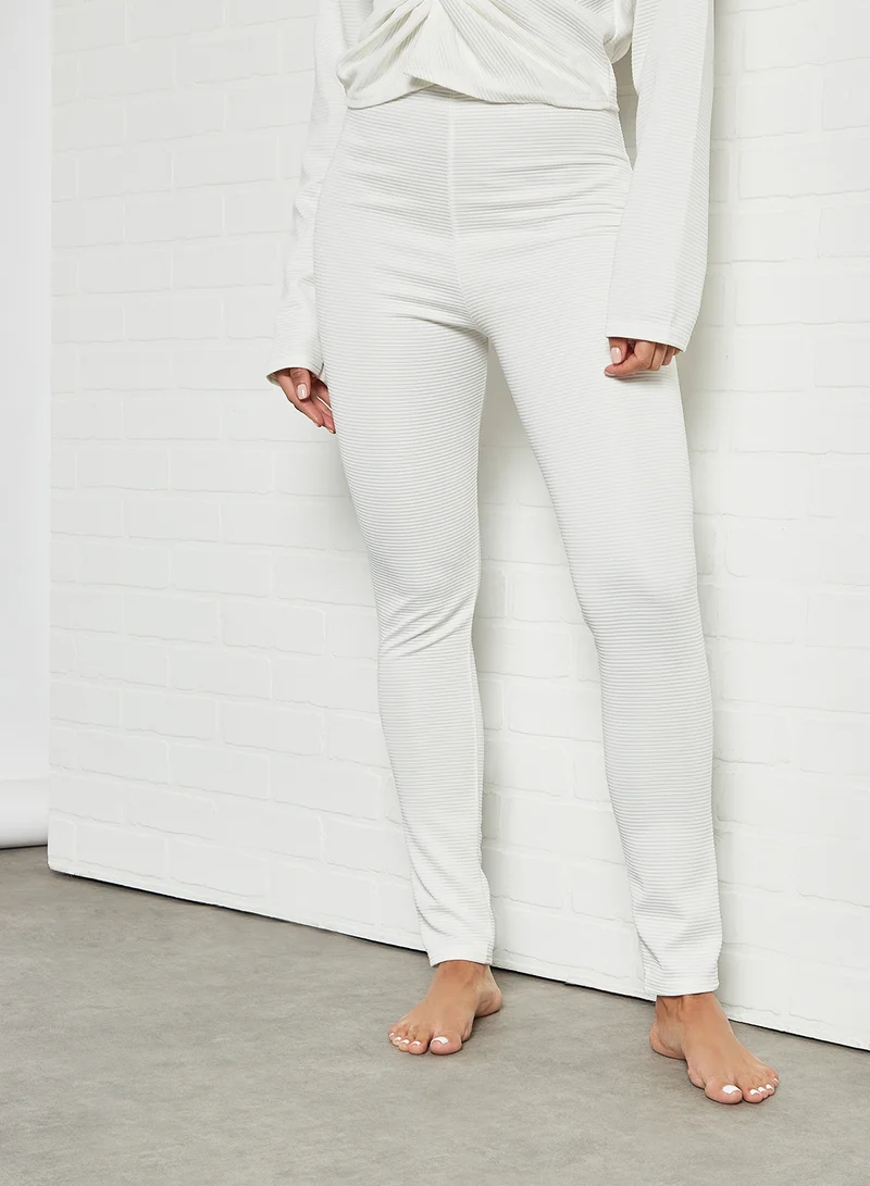 FEMME LUXE Ribbed Loungewear Set Cream