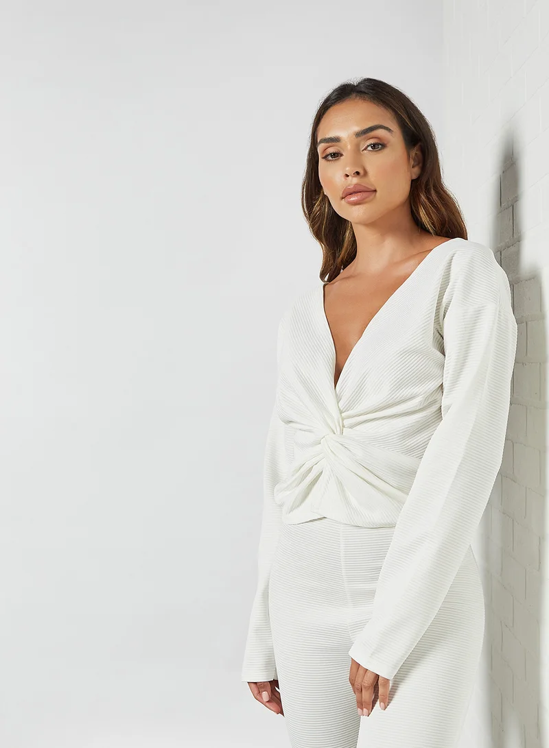 FEMME LUXE Ribbed Loungewear Set Cream