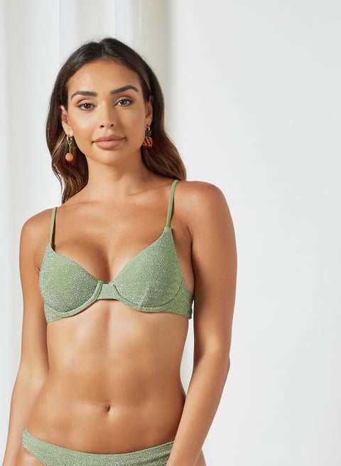 Lurex Bikini Top Hedge Green