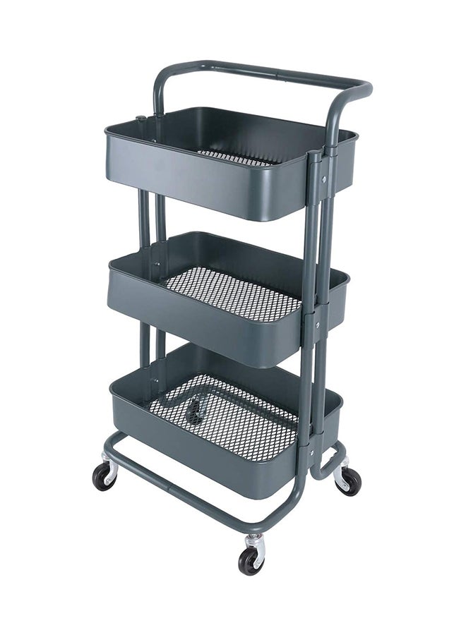 دي بلو صينية بعجلات بثلاث طبقات متعددة الأغراض مع مقبض رمادي 33.5x17.5x14.5بوصة - Image 1