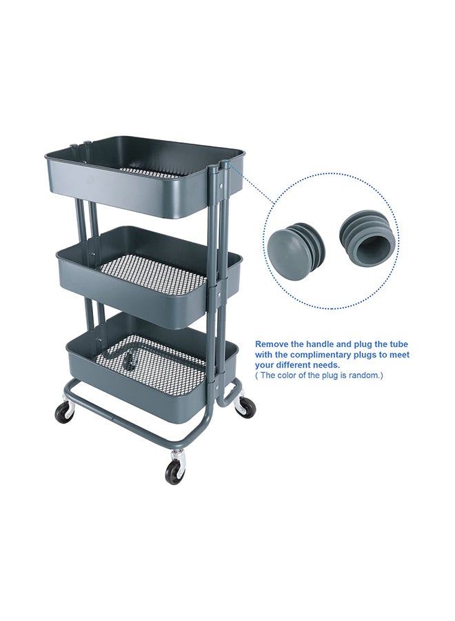 دي بلو صينية بعجلات بثلاث طبقات متعددة الأغراض مع مقبض رمادي 33.5x17.5x14.5بوصة - Image 2