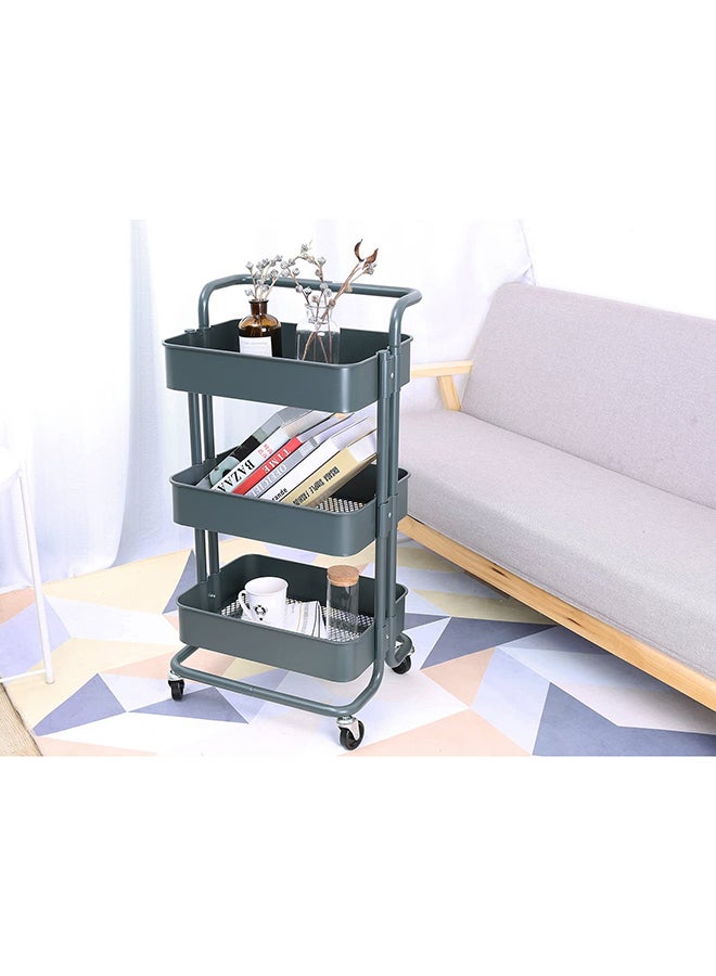 دي بلو صينية بعجلات بثلاث طبقات متعددة الأغراض مع مقبض رمادي 33.5x17.5x14.5بوصة - Image 3