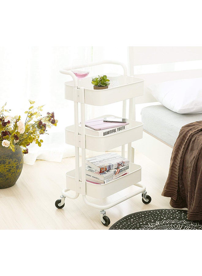 دي بلو صينية بعجلات بثلاث طبقات متعددة الأغراض مع مقبض أبيض 33.5x17.5x14.5بوصة - Image 3