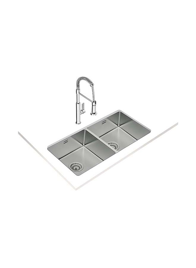 TEKA Be Linea Rs15 2B 860 Undermount Stainless Steel Sink With Two Bowls Silver 860x440x200mmmm - Image 2