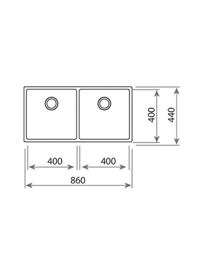 TEKA Be Linea Rs15 2B 860 Undermount Stainless Steel Sink With Two Bowls Silver 860x440x200mmmm - Image 3