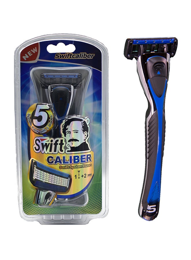 Swift 5 Blade Caliber System Shaving Razor Black/Blue/Silver  - Image 1