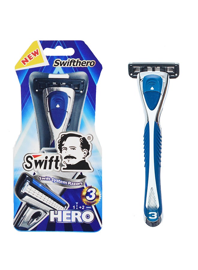 Swift 3 Blade Hero System Shaving Razor Blue/Silver  - Image 1