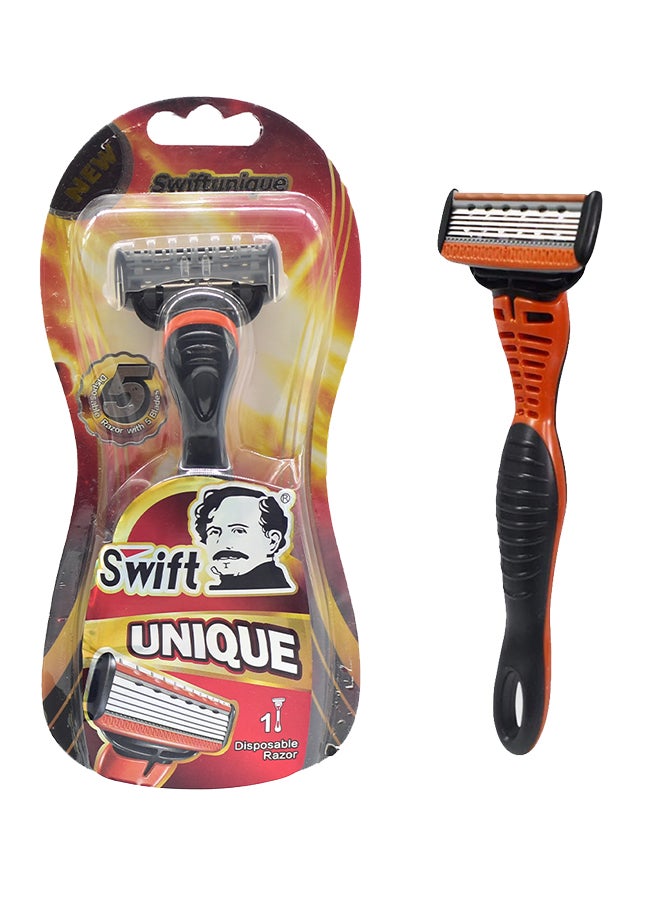 Swift 5 Blade Unique Disposable Shaving Razor Orange/Black  - Image 1