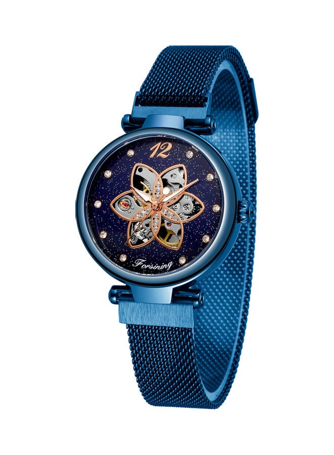 Women's Stainless Steel Strap Mechanical Automatic Self-Winding Wrist WatchJ-687BL - 39 mm - Blue - v1620892930/N47427083A_1