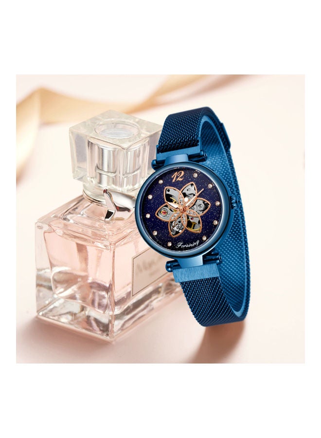 Women's Stainless Steel Strap Mechanical Automatic Self-Winding Wrist WatchJ-687BL - 39 mm - Blue - v1620892930/N47427083A_2