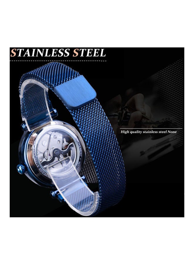 Women's Stainless Steel Strap Mechanical Automatic Self-Winding Wrist WatchJ-687BL - 39 mm - Blue - v1620892931/N47427083A_7