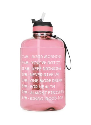 3.7 Liter Motivational Water Bottle with Straw and Handle Pink - v1620893818/N47427509A_1