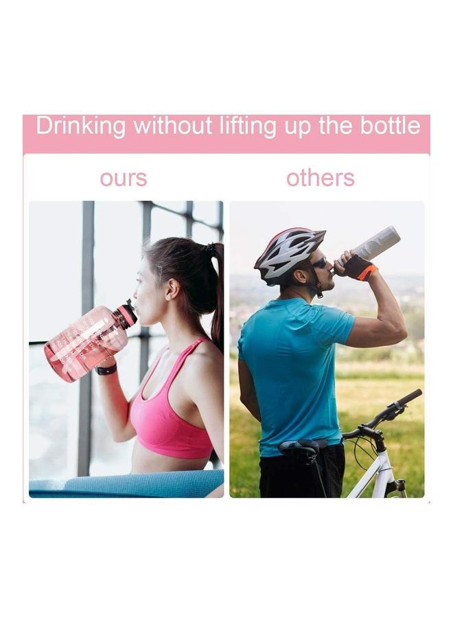 3.7 Liter Motivational Water Bottle with Straw and Handle Pink