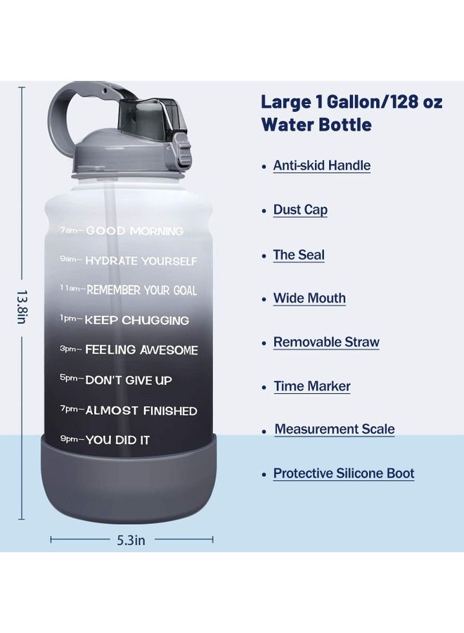 XiuWoo 3.7 Liter Motivational Water Bottle with Time Marker And Straw  - Image 2