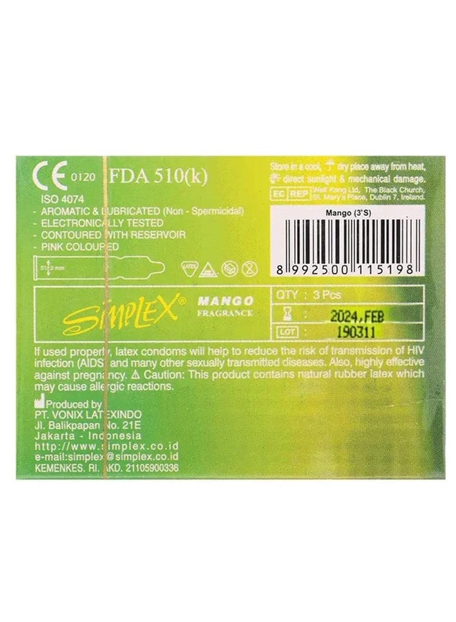 سيمبليكس واقيات ذكرية طبيعية فائقة النحافة برائحة المانجو مكونة من 3 قطع - Image 2