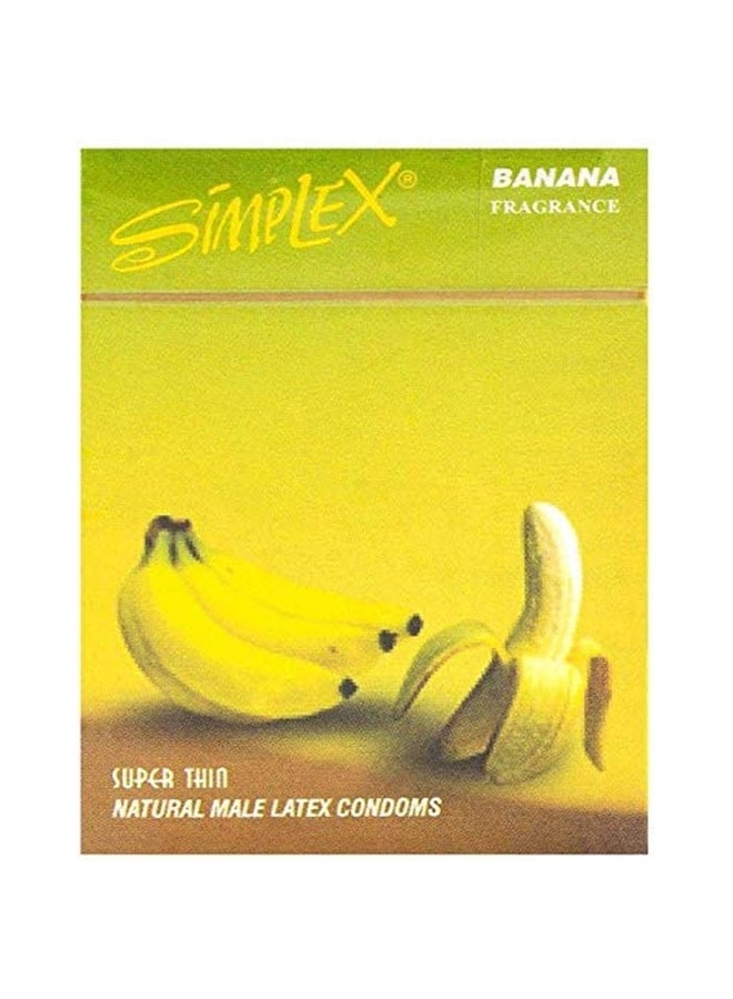 سيمبليكس واقيات ذكرية طبيعية من اللاتكس فائقة الرقة بعطر الموز من 3 قطع - Image 1
