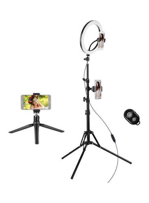 LED Ring Light Kit with Mobile Holder And Remote Control Black/White