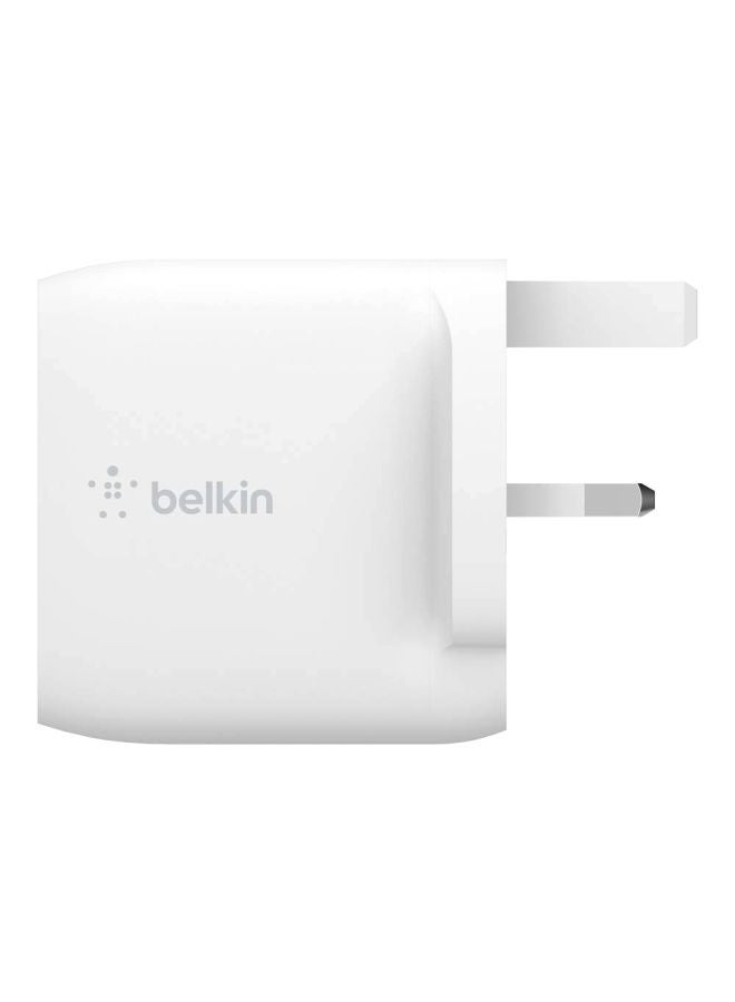 belkin - Boost Charge Dual USB-A Wall Charger 24W (For iPhone 14 and 13 series, S22, S22+, S22 Ultra, Pixel 4, more) White - Image 1