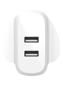 belkin Boost Charge Dual USB-A Wall Charger 24W (For iPhone 14 and 13 series, S22, S22+, S22 Ultra, Pixel 4, more) White  - Image 2