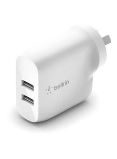 belkin Boost Charge Dual USB-A Wall Charger 24W (For iPhone 14 and 13 series, S22, S22+, S22 Ultra, Pixel 4, more) White  - Image 4