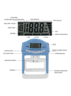 Generic Digital LCD Electronic Hand Grip Dynamometer White/Blue  - Image 2