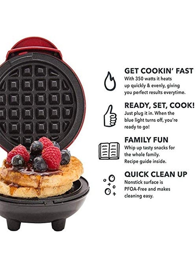 Electric Non Stick Mini Waffle Maker Machine 350.0 W 23420210423002 Red  - Image 3