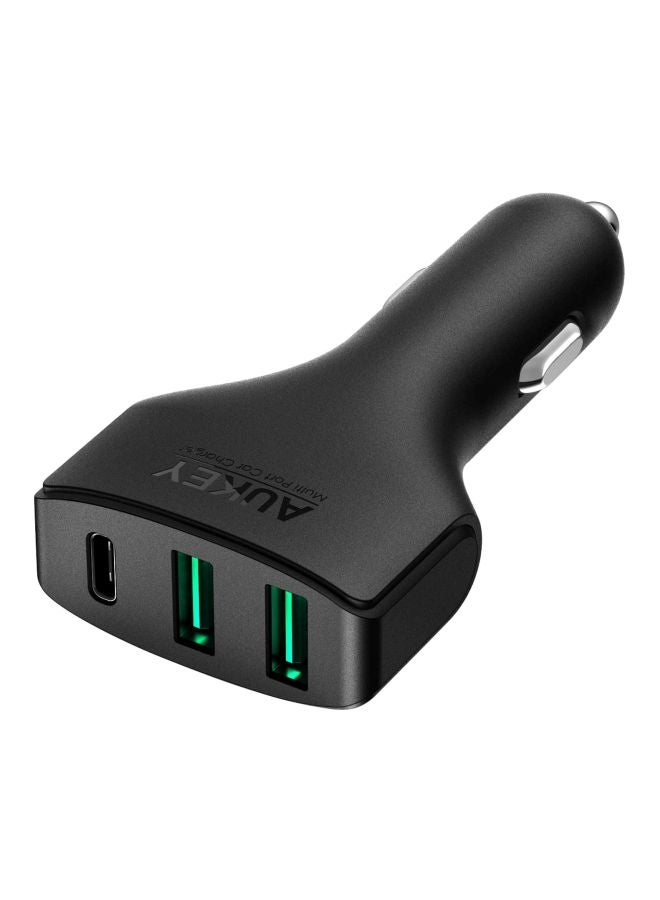 Aukey 3-Port USB-C Car Charger With USB-C cable - Image 1