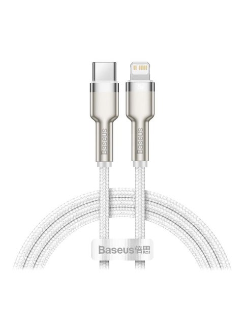 كابل USB C إلى لايتنينج للشحن السريع ونقل البيانات بتقنية PD بقدرة 20 وات من سلسلة كافولي ومتوافق مع هواتف آيفون 14 و14 برو/ 13 برو/ 13 برو ماكس / 13/13 ميني، آي باد 9، 12 ميني/ 12/12 برو، بطول متر واحد أبيض