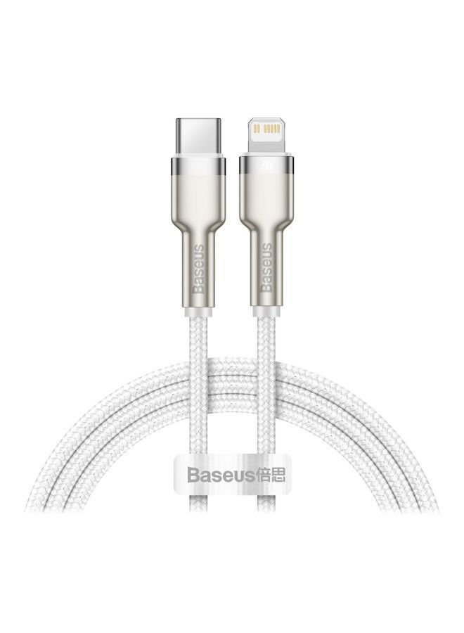 Baseus - USB C to Lightning Fast Charging Data Transfer Cable PD 20W Cafule Series Power Delivery for iPhone 14/14 Pro/13 Pro/13 Pro Max/13/13 mini, iPad 9, 12 mini/12/12 Pro, 1M White - Image 1