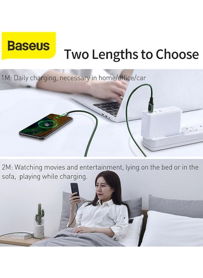 Baseus USB A to Type C 5A Fast Charging Cable Flash Series Zinc Alloy Data Cable Premium Nylon Braided USB Cable Compatible for Samsung Galaxy, Nintendo Switch, Huawei Mate Book X Pro iPad mini 6 etc.2Meter Green - Image 5