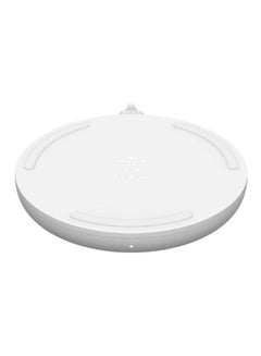 Boost Charge Wireless Charging Pad 10W (Qi-Certified Fast Wireless Charger For iPhone,Samsung,Google,More) Wall Adapter Not Included White
