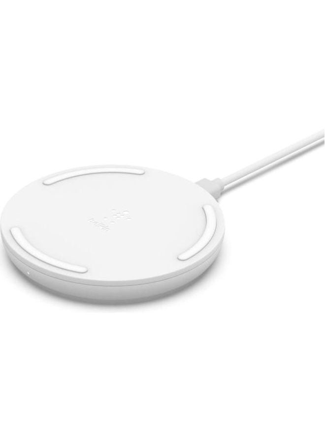 belkin - Boost Charge Wireless Charging Pad 10W (Qi-Certified Fast Wireless Charger For iPhone,Samsung,Google,More) Wall Adapter Not Included White - Image 1
