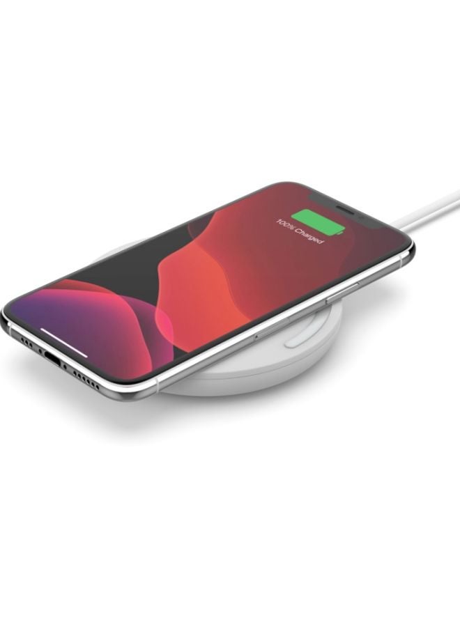 belkin - Boost Charge Wireless Charging Pad 10W (Qi-Certified Fast Wireless Charger For iPhone,Samsung,Google,More) Wall Adapter Not Included White - Image 1