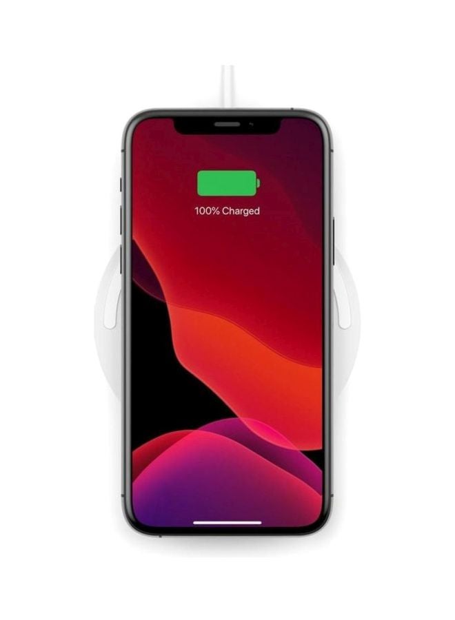 belkin - Boost Charge Wireless Charging Pad 10W (Qi-Certified Fast Wireless Charger For iPhone,Samsung,Google,More) Wall Adapter Not Included White - Image 1
