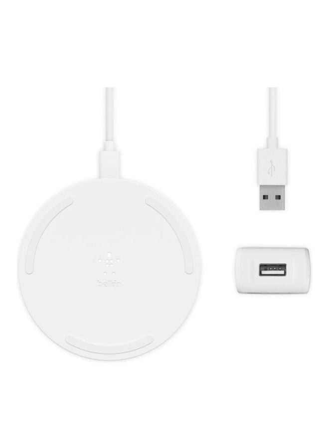 belkin - Boost Charge Wireless Charging Pad 10W (Qi-Certified Fast Wireless Charger For iPhone,Samsung,Google,More) Wall Adapter Not Included White - Image 1