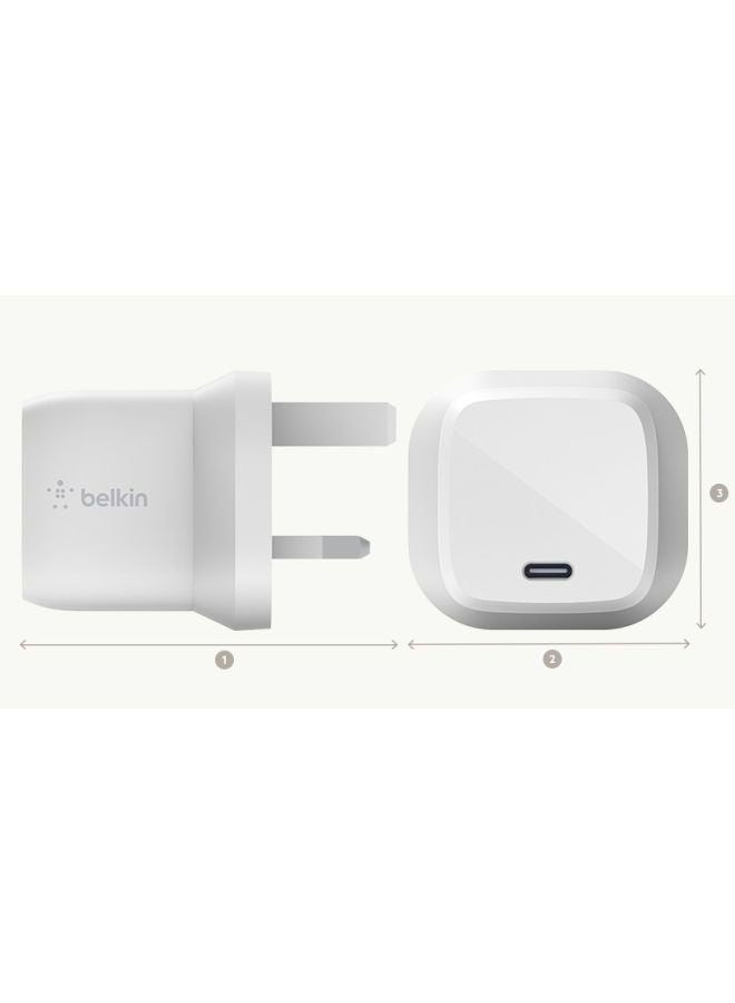 belkin Belkin BoostCharge USB-PD GaN Wall Charger 30W (USB-C Fast Charger for iPhone 13, 13 Pro, 13 Pro Max, 13 mini and Earlier Models, MacBook Air, iPad Air 2020, Pixel, Galaxy, more) White  - Image 5