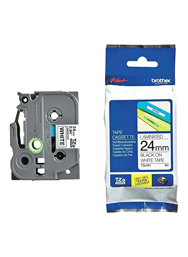 brother P-Touch 24Mm Laminated Tape - Black On White, Tz-E251 - Image 4