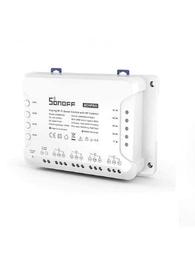 SONOFF - Sonoff 4CH Pro R3 Wi-Fi Smart Switch 4-Channel Din Rail Mounting Home White - Image 1