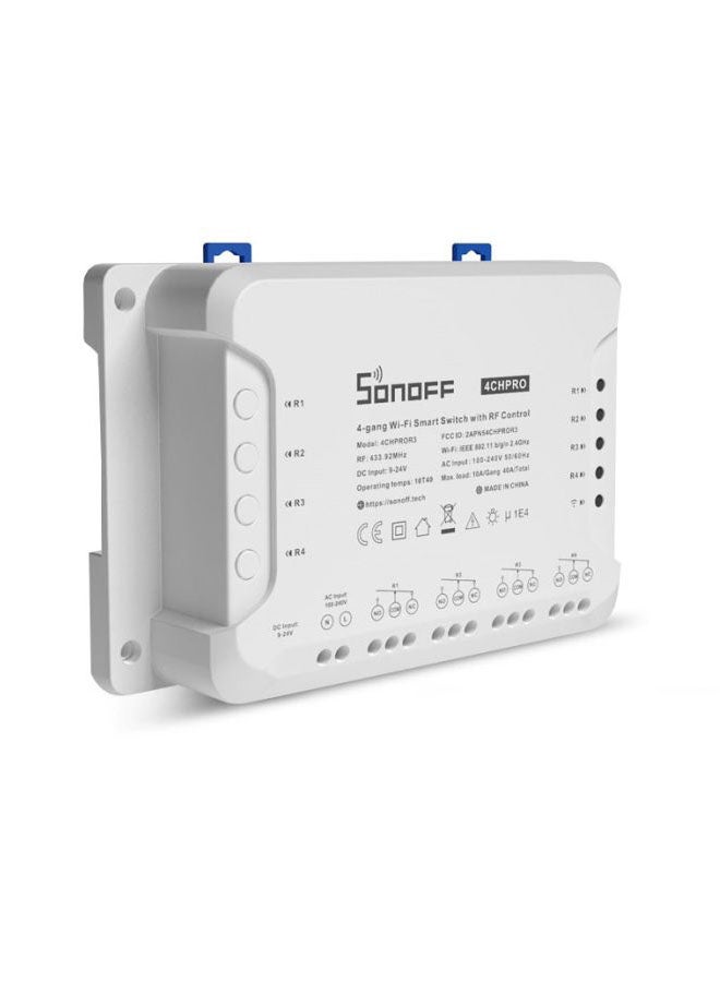SONOFF - Sonoff 4CH Pro R3 Wi-Fi Smart Switch 4-Channel Din Rail Mounting Home White - Image 1
