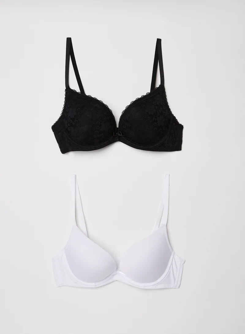Dorina Push-Up Plunge Bra (Pack of 2) Black/White