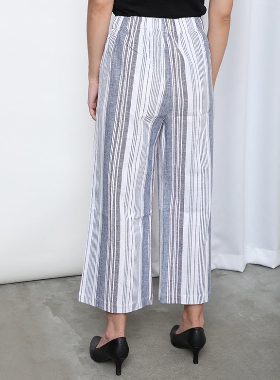 Aila - Mid-Rise Striped Pattern Pants Blue - Image 1