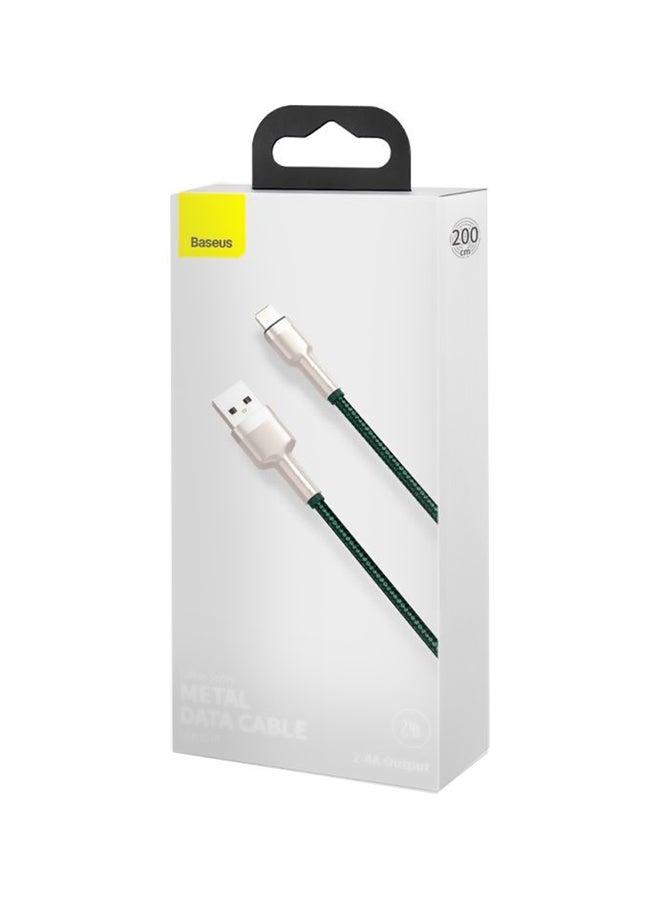 Baseus USB-A to Lightning-Fast Charging Data Transfer Cable Cafule Series Braided Nylon 2.4A for iPhone 14 Pro/14 Pro Max, 13 Pro/13 Pro Max/13/13 mini, iPad 9, 12 mini/12/12 Pro and More 2M Green/Silver - Image 5