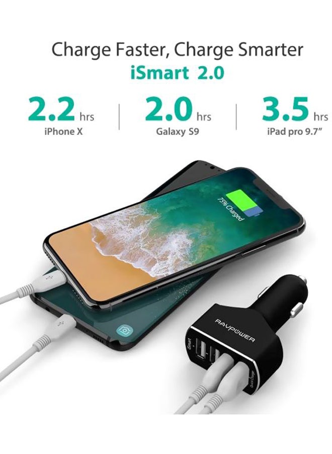 RAVPOWER - RAVPower 54W 4-Port Car Charger with Quick Charge 3.0 - Image 1